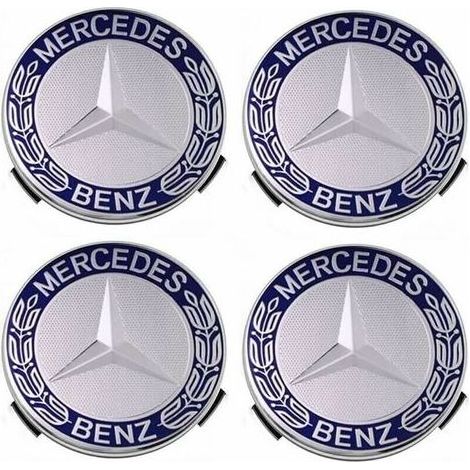 Enjoliveurs et jantes Cache-moyeu compatible avec Mercedes - Benz 75 mm - bleu, lot de 4 (1/3)
