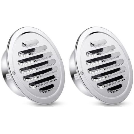 Grille d'aération ronde en acier inoxydable avec écran pour salle de bain, mur, plafond, extérieur, 180 mm, finition brillante plate. (1/5)