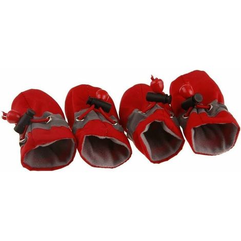 Lot de 4 Bottes pour Chiens, Pluie Imperméables pour Petits Chiens et Chiots Chaussures avec Semelle Antidérapante Résistante pour l'Hiver Pluie