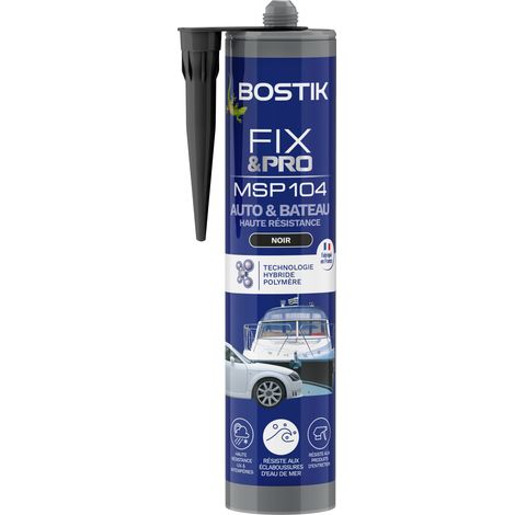 Bostik FIXPRO – Mastic Auto et Bateau MSP 104 – Colle et Joint – Tous matériaux – Résiste aux Intempéries et à l’Eau de Mer – Mastic Hybride Polymère – Couleur : Noir – 1 Cartouche 290 ml