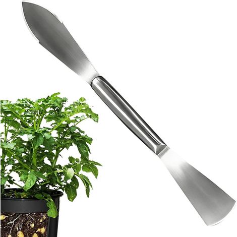 Transplanter à Main Outil de Jardin à Double tête,Pelle de Jardin en Acier Inoxydable,pour travaux extérieurs, repiquage, Bordures, aération du Sol, déneigement (1/5)
