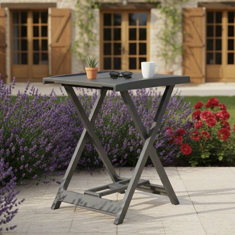 Mesa de Exterior Ohatchee, 2 Asientos, Longitud Máx 50 cm Made in Italy, Acabado Suave, 60x47x65h cm Negro Antracita (1/3)