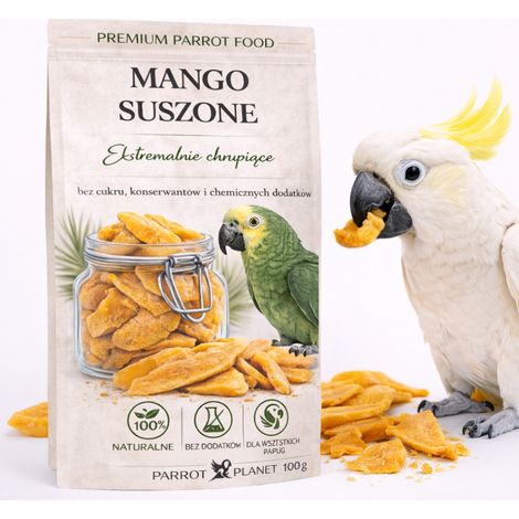 Aliment premium pour perroquets Mangue séchée naturellement En-cas sain pour tous les perroquets 100 g (1/3)