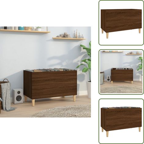 Armoire à disques chêne marron 74,5x38x48 cm bois d'ingénierie - Meuble À Disques - Armoire À Disques - Rangement Vinyl - Étagère Disque - Support Vinyle (1/5)