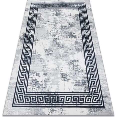 ANDRE 1189 washing carpet Marble, greek anti-slip - black / white black 160x220 cm