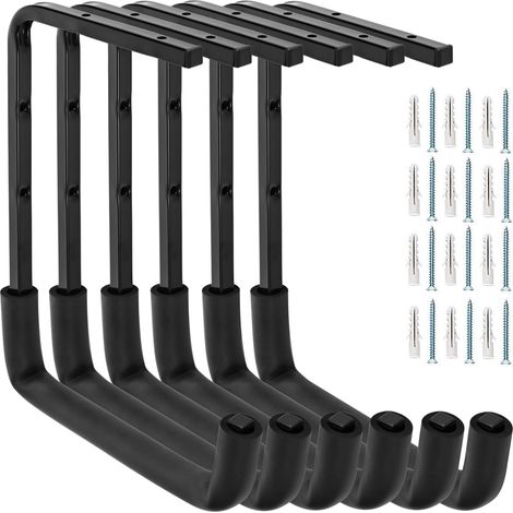Crochets de garage montés au plafond, étagère de rangement au plafond du garage, crochets pour échelle utilitaire pour bois, vélo, outils (24 x 32 cm) (6) (1/5)