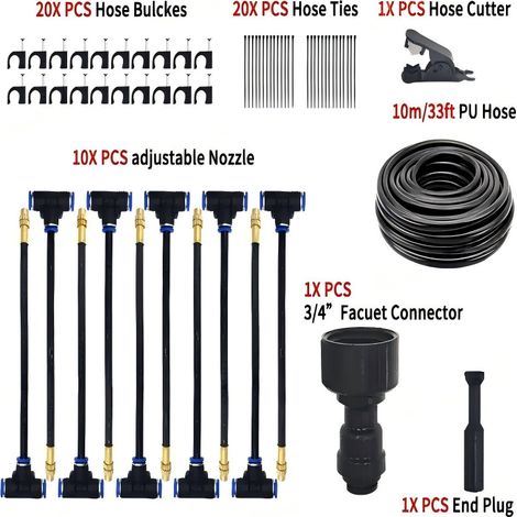 Buse de Pulvérisation Rotative Réglable pour Arrosage, Refroidissement, Humidification et Irrigation - Kit de Buses pour Serre et Jardin
