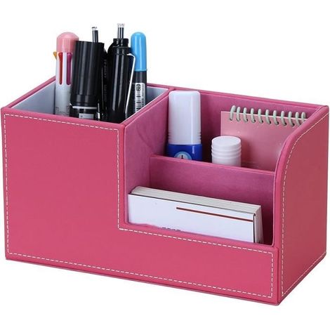 Schreibtisch-Organizer (Zigarrenrosa) – Farbe nicht spezifiziert – Multifunktional – PU-Leder – Zartrosa – 20,3 x 9,3 x 11,1 cm (1/4)