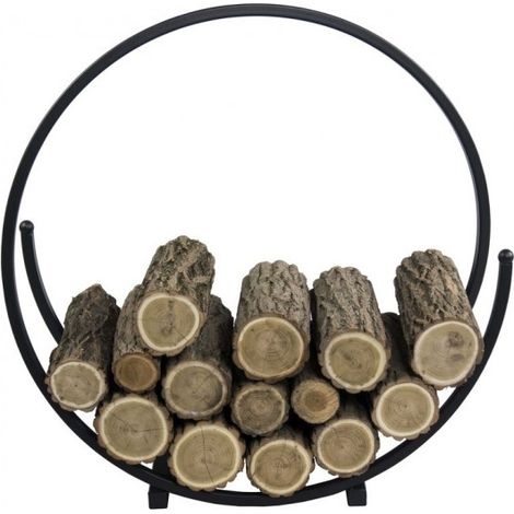 Range-bûches rond SPIRAL en acier noir 80 cm (1/5)
