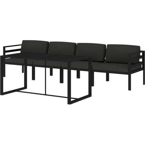 Set di mobili da giardino per esterni 5 pezzi con cuscini in alluminio antracite 020016298