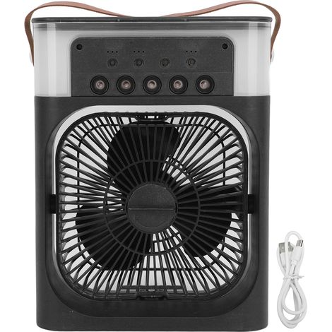 Refroidisseur Air Évaporation 600ml – USB 7 Couleurs 3 Vitesses Humidificateur pour Chambre Noir, Élégant et Efficace (1/5)