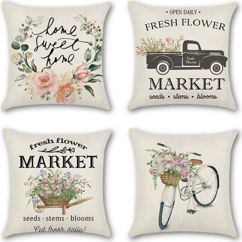 Lot de 4 housses de coussin décoratives respirantes colorées pour voiture, maison, lit, bureau, café, jardin, extérieur (1/5)