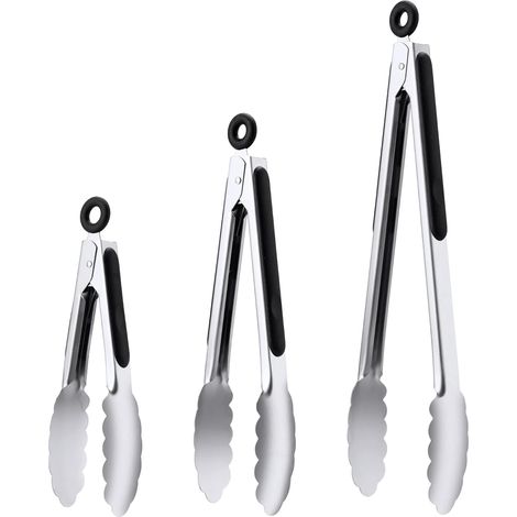 Pinces Cuisine Acier Inoxydable - Lot de 3 - 18/23/30cm - Résistant Chaleur - Barbecue Grill Buffet (1/5)