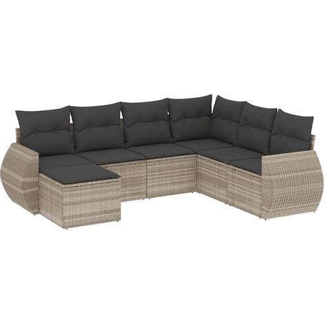 Maison Exclusive - Set Divani da Giardino 7pz con Cuscini Grigio Chiaro Polyrattan (1/3)