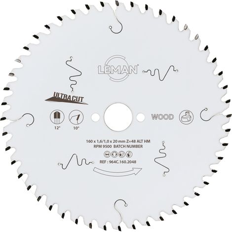 LAME CIRC HM FINE D165X15,87X1,6 48Z ALT POS BOIS - 964C.165.1548 - LEMAN
