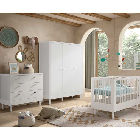 Chambre bébé Forrest: lit bébé 60x120cm, commode, armoire - bois (1/5)