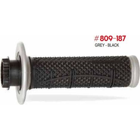 Puños Progrip 2025/12 PG809 para uso todoterreno con sistema de bloqueo SCS + 7 adaptadores de acelerador (22+25 mm) color gris y negro, diseño de dos componentes tipo media gofre, longitud 115 mm (80 (1/3)