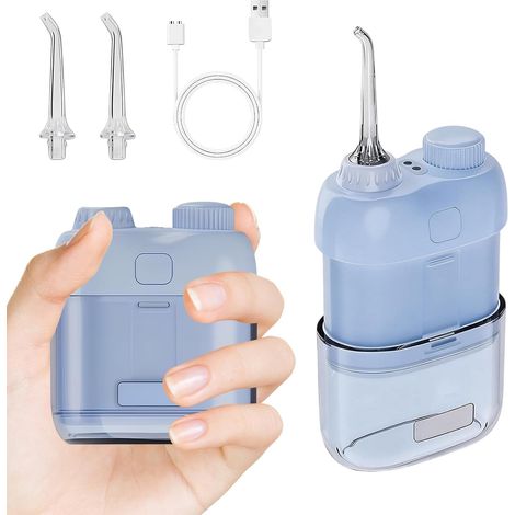 Hydropulseur Dentaire Portable, Jet Dentaire Hydropulseur, IPX7 Étanche, Élimination efficace de la Plaque, Design Portable pour Voyage (Bleu) (1/5)