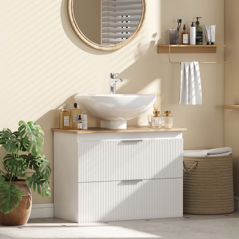 Élément bas pour salle de bains, 80 cm Élément avec deux grands tiroirs pour lavabos avec ou sans socle, blanc (1/5)