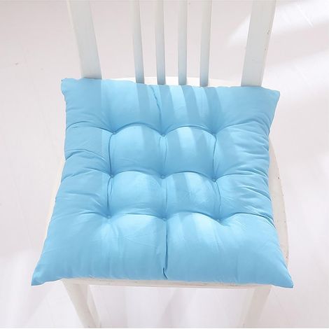 Coussin De Siege Carré - Tissu Velours Doux - Pour Chaise De Salle À Manger Bureau Extérieur Patio - 40 x 40 cm - Bleu Clair - 2 Pièces (1/3)