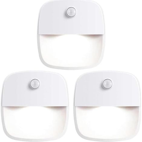 Lampe à détecteur de mouvement, lot de 3 veilleuses à détecteur de mouvement fonctionnant sur piles, pour une utilisation intérieure (1/5)