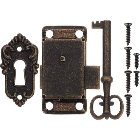 Serrure de meuble vintage avec clé, kit en alliage doré (1/5)