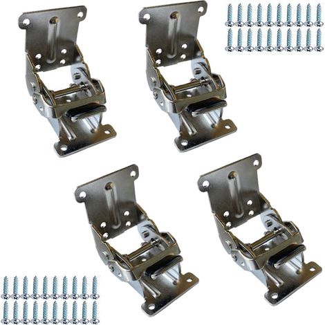 Lot de 4 supports pliables de 0 à 90 à 180 degrés - Charnière autobloquante avec vis, support d'extension de verrouillage pour pieds pliants, établi, buanderie, garage, bateau, table, lit (1/5)