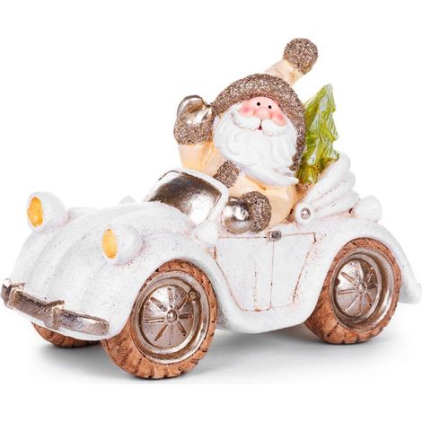 Weihnachtsdekoration MagicHome, Weihnachtsmann im Auto, Retro, Keramik, 46,50x19,50x31,50 cm (1/2)