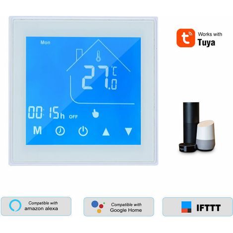 Termostato intelligente per riscaldamento elettrico Tuya WiFi con potenza di riscaldamento elettrico di 16 A, bianco (1/5)