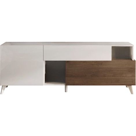 Mobile porta TV bianco legno moderno cassetto 2 ante 181x42x67cm Edwin - Olmo - Bianco Lucido (1/5)