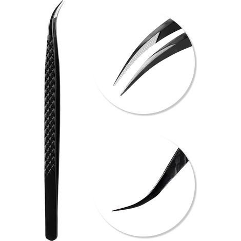 Pince à épiler pour extensions de cils, pointe en fibre, pince à épiler isolante pour extensions de cils, pince à épiler de précision professionnelle pour cils volumineux et classiques (pince (1/5)
