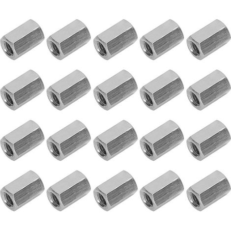 Écrous de couplage hexagonaux en acier inoxydable 304, 20 pièces, écrou de connexion pour boulons, goujons, vis (1/5)
