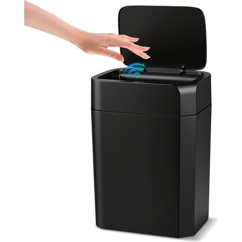 Poubelle de 16 l avec Capteur, Poubelle Automatique Sans Contact avec Capteur de Main et de Genou, Réponse Rapide, Silencieuse, Idéale pour Salle de Bain, Chambre à Coucher(noir) (1/5)