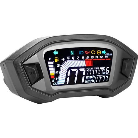 Compteur odométrique LCD étanche pour moto 1, 2 et 4 cylindres