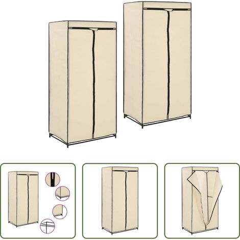 Kleiderschrank 2 Stück - Kleiderschränke 2 Stk. Creme 75×50×160 cm (1/5)