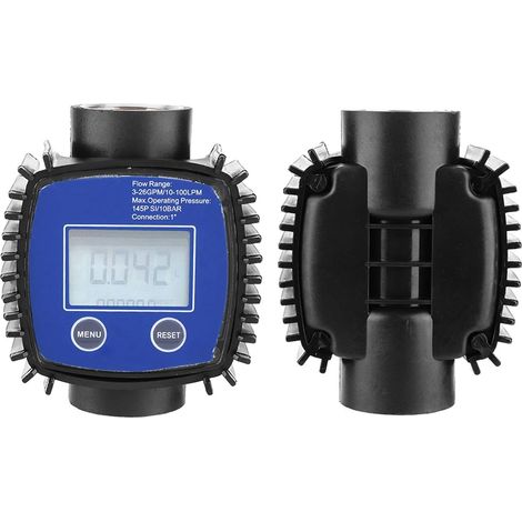 Débitmètre numérique, 5-120 L/Min, débitmètre à turbine de 1 pouce avec affichage LCD, débitmètre de carburant avec une précision de 1% pour les liquides chimiques (1/5)