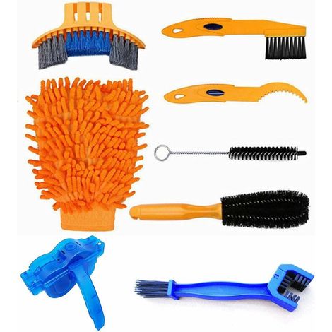 royaluxe - Kit D'outils De Nettoyage À Vélo 8 Pcs Ensemble De Maintenance À Chaîne De Vélo Brosse Nettoyage pour Chaîne Moto ou Vélo, (1/5)