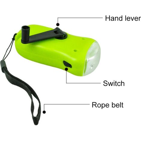 Mini lampe torche LED à manivelle, dynamo solaire, portable et économique, idéale pour le camping. (1/5)