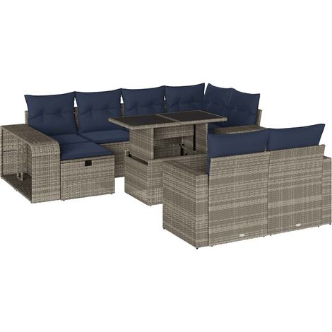 Maison Exclusive - Set Divani da Giardino 11 pz con Cuscini Grigio in Polyrattan (1/5)