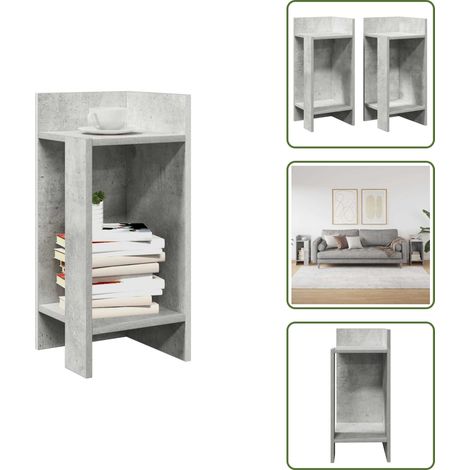 Tables d'appoint 2 pcs avec étagère gris béton 25,5x27x60 cm - Table D'appoint - Tables D'appoint - Table D'extrémité - Table D'accent (1/5)