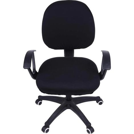 Housse De Chaise De Bureau Extensible - 95 Polyester 5 Elasthanne - Pour Assise 35 À 45 Cm - Noir - Lot De 2 (1/5)