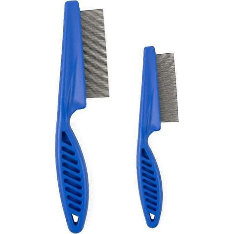 Set mit 2 Tierhaarbürsten, Katzen-/Hundebürste, Massagekamm zum Entfernen von abgestorbenen Haaren und Knoten, Blau, Groß & Klein