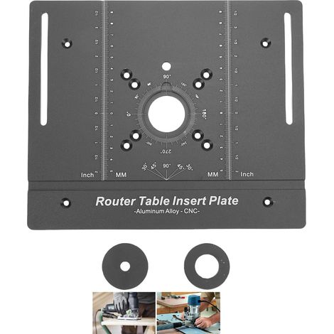 GARRYFIZH Plaque d'insertion de Table de routeur en alliage d'aluminium, bancs de travail du bois rabattables pour la sculpture, coupe, chanfreinage noir