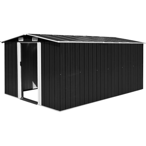 Cobertizo de jardín cobertizo para cabaña cobertizo para almacenamiento cobertizo para exteriores cobertizo para herramientas robusto 257 x 392 x 181 cm antracita metal 020022166