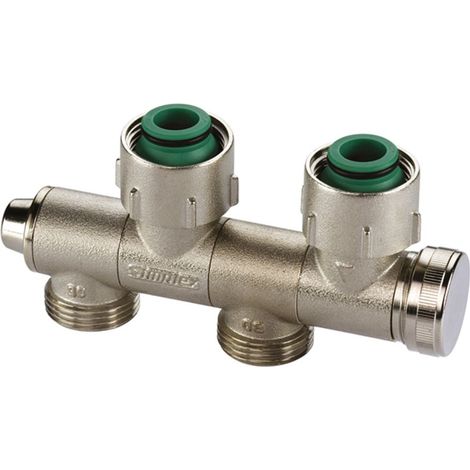 Flamco Corps de robinet Uni-Hahnblock VARIOCON, pivotant U2 G3/4i x G3/4a MS vern. m. Konus, m.Entl., F10027