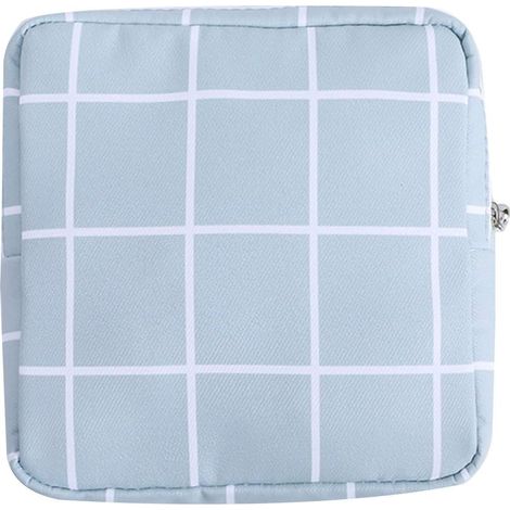 Sac de rangement portable pour serviettes hygiéniques (grille bleu clair), (1/3)