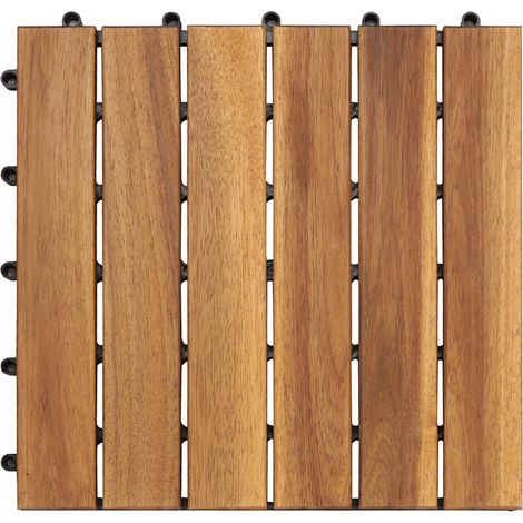 TolleTour 55 piezas de baldosas de madera de acacia 30 x 30, baldosas con sistema de clic para balcones y terrazas, baldosas de madera para terrazas, sistema de clic para exteriores, resistentes a la 