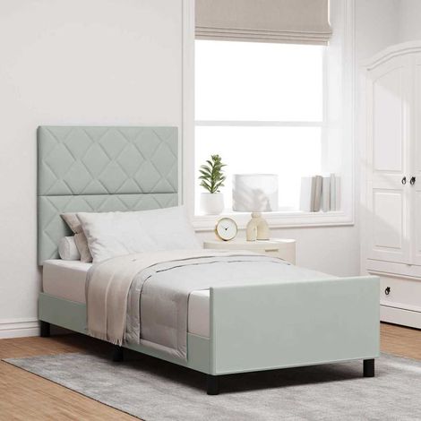 Boxspringbett mit Kopfteil Hellgrau 90 x 200 cm Samt