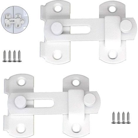 2 Pièces Loquet de Porte Fermoir,Cadenas Loquet,Boulons Antivol Coulissants Pour la Sécurité Domestique en Acier Inoxydable,Pour Portes d'Armoires,Fenêtres et Petites Cages (Blanc)