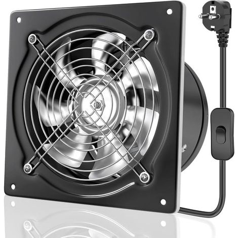 Campana extractora de 6 pulgadas, ventilador de cocina, apto para cocinas, garajes, almacenes, talleres y sótanos, color negro. (1/4)